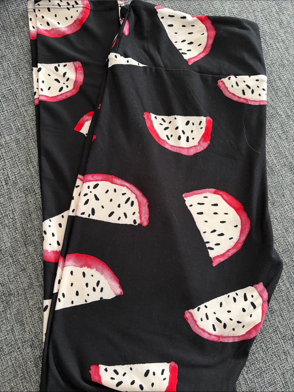 Black Dragon Fruit Print Leggings - Women's Fun Graphic Leggings